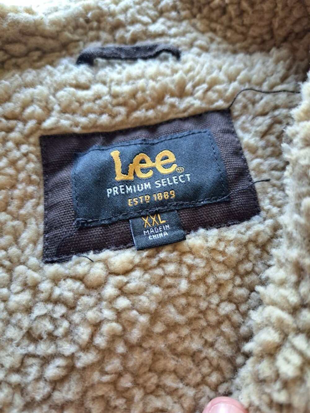 Lee Mens XXL Brown Canvas Sherpa Lined Fleece Vest Zipper Pockets Gorpcore - Picture 3 of 9